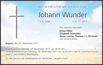 Anzeige von Johann Wunder von MGO