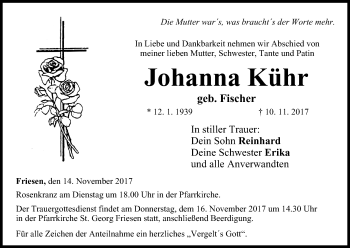 Anzeige von Johanna Kühr von MGO