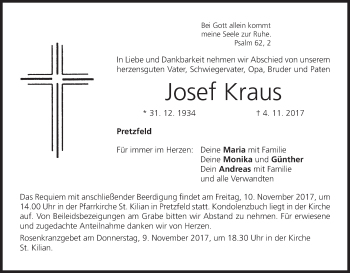 Anzeige von Josef Kraus von MGO