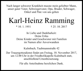 Anzeige von Karl-Heinz Ramming von MGO