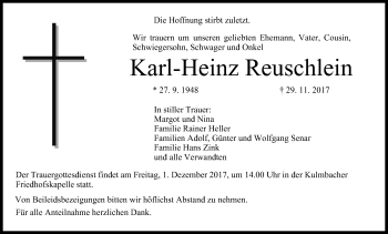 Anzeige von Karl-Heinz Reuschlein von MGO