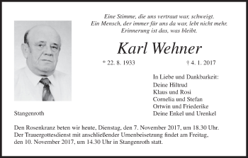 Anzeige von Karl Wehner von MGO
