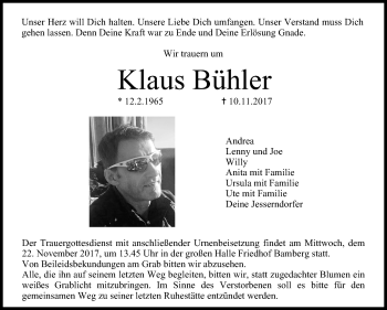 Anzeige von Klaus Bühler von MGO