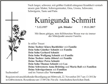Anzeige von Kunigunda Schmitt von MGO