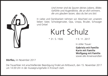 Anzeige von Kurt Schulz von MGO