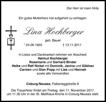 Anzeige von Lina Hochberger von MGO
