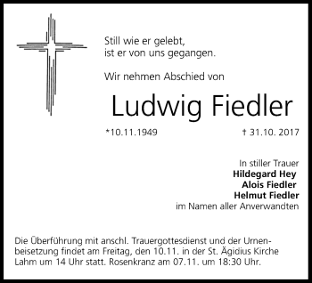 Anzeige von Ludwig Fiedler von MGO