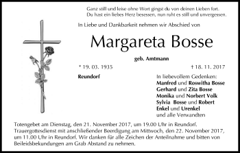 Anzeige von Margareta Bosse von MGO
