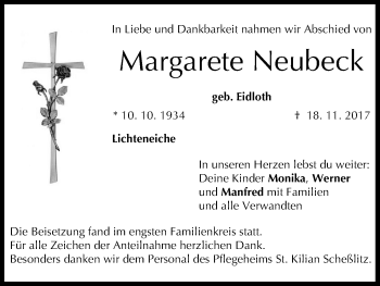 Anzeige von Margarete Neubeck von MGO