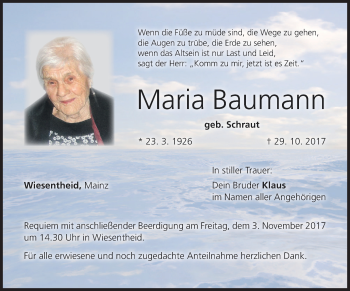 Anzeige von Maria Baumann von MGO