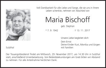Anzeige von Maria Bischoff von MGO