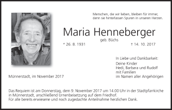 Anzeige von Maria Henneberger von MGO
