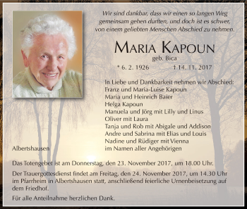 Anzeige von Maria Kapoun von MGO