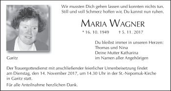 Anzeige von Maria Wagner von MGO