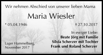 Anzeige von Maria Wiesler von MGO