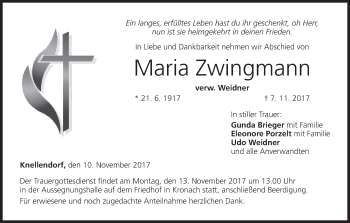 Anzeige von Maria Zwingmann von MGO