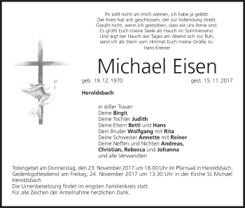 Anzeige von Michael Eisen von MGO