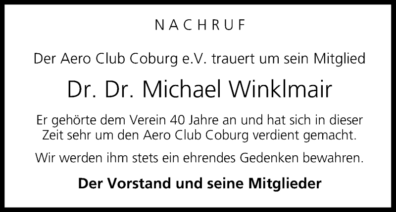  Traueranzeige für Michael Winklmair vom 17.11.2017 aus MGO