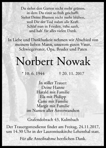 Anzeige von Norbert Nowak von MGO