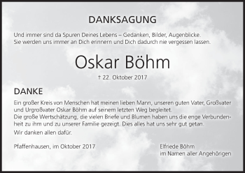 Anzeige von Oskar Böhm von MGO