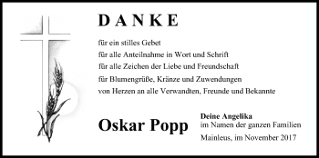 Anzeige von Oskar Popp von MGO