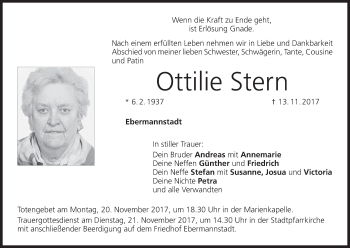 Anzeige von Ottilie Stern von MGO