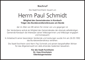 Anzeige von Paul Schmidt von MGO