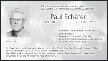 Anzeige von Paul Schäfer von MGO