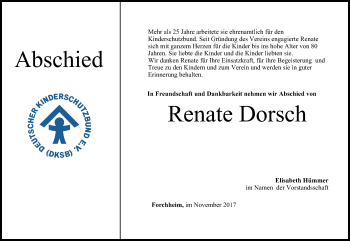 Anzeige von Renate Dorsch von MGO