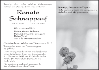 Anzeige von Renate Schnappauf von MGO