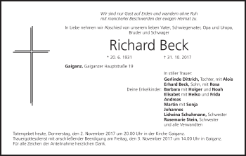 Anzeige von Richard Beck von MGO