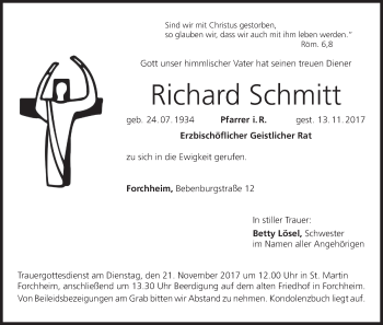 Anzeige von Richard Schmitt von MGO