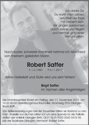 Anzeige von Robert Saffer von MGO