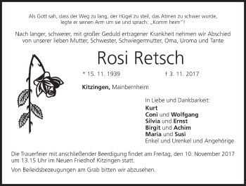 Anzeige von Rosi Retsch von MGO