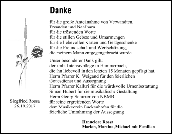 Anzeige von Siegfried Rossa von MGO