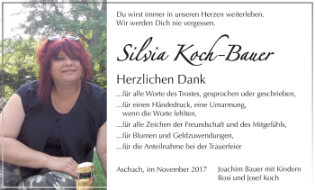 Anzeige von Silvia Koch-Bauer von MGO