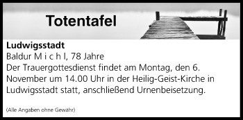 Anzeige von Totentafel vom 04.11.2017 von MGO