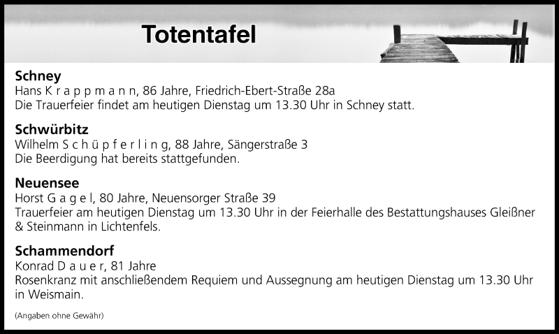  Traueranzeige für Totentafel vom 07.11.2017 vom 07.11.2017 aus MGO