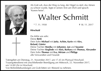 Anzeige von Walter Schmitt von MGO
