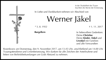 Anzeige von Werner Jäkel von MGO