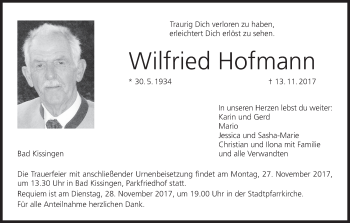 Anzeige von Wilfried Hofmann von MGO