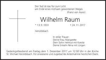 Anzeige von Wilhelm Raum von MGO