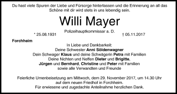 Anzeige von Willi Mayer von MGO