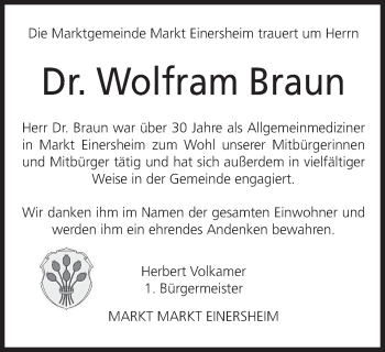 Anzeige von Wolfram Braun von MGO