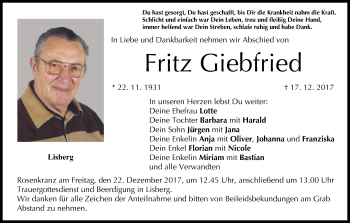 Anzeige von Fritz Giebfried von MGO