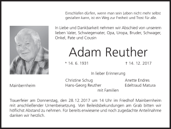 Anzeige von Adam Reuther von MGO