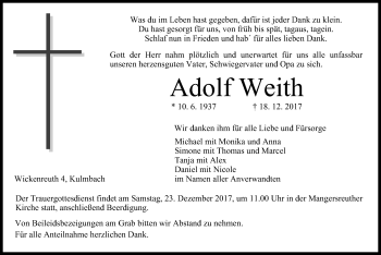 Anzeige von Adolf Weith von MGO