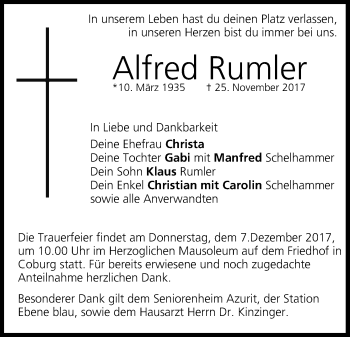 Anzeige von Alfred Rumler von MGO