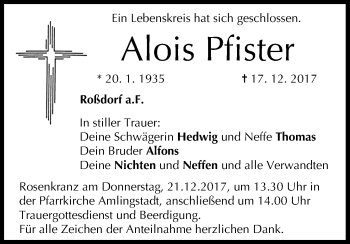 Anzeige von Alois Pfister von MGO