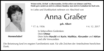 Anzeige von Anna Graßer von MGO
